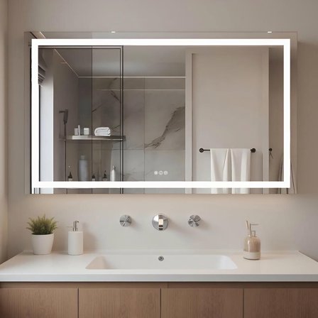 Resenkose 60x36 Inch Oversized Frameless Rectangle LED Bathroom Mirror with Bright LEDs