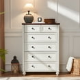 thumbnail image 4 of Joaxswe Tall 6 Drawers Dresser Fluted Dresser for Bedroom, Farmhouse Chest of Drawers Wooden Dresser for Closet, White, 4 of 8