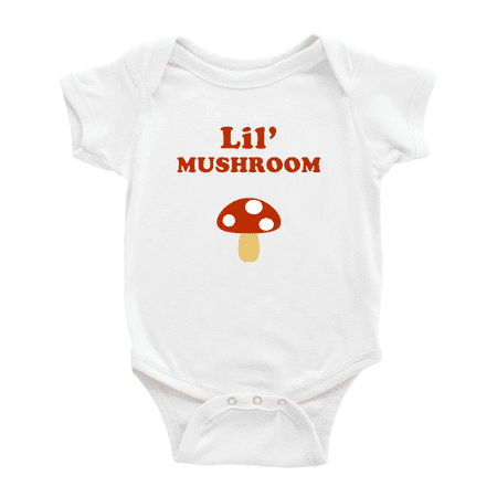 

Cute Baby Jumpsuit Lil Mushroom Vegetable Funny Boy & Gril Newborn Clothes Outfits (White 12-18 Months)