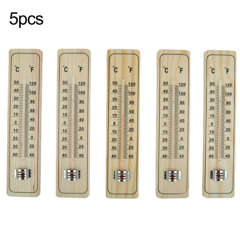 Ruibeauty 5Pcs Outdoor Indoor Wood Outdoor Thermometer Analog Room Garden  Thermometer Set 