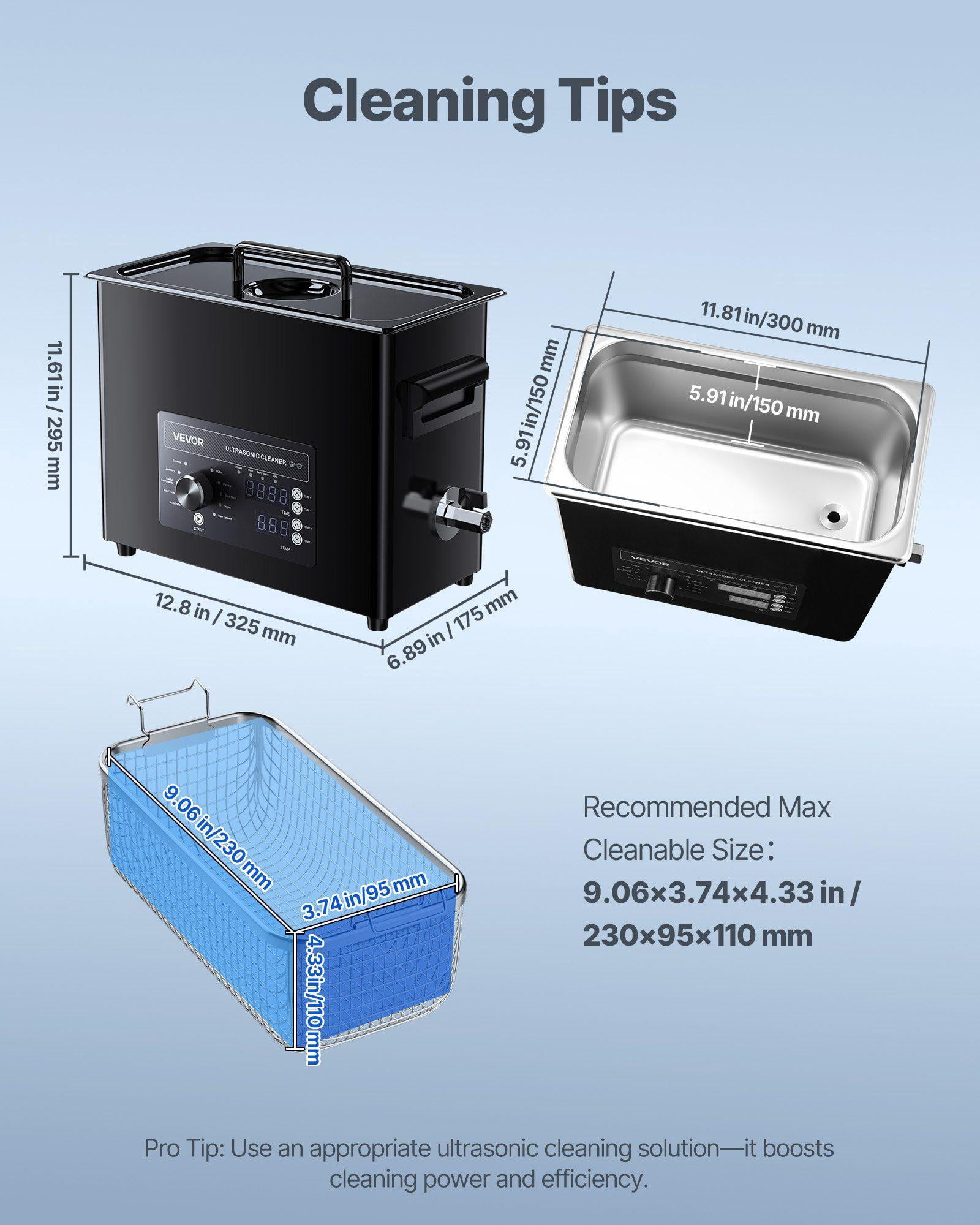 6L Professional Ultrasonic Cleaner Machine with Knob Control Stainless Steel Cleaning Basket and Ball for Watches Razors Jewelry Coins