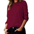 thumbnail image 6 of Ladies Tops and Blouses Women's Spring Round Neck Long Sleeve Loose Two Color Striped T Shirt Top Long Sleeve T shirt Women, 6 of 6