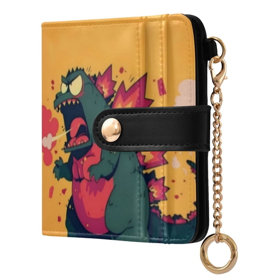 Qxltty Giant Dinosaur Ladies Wallet Rfid Slim Thin Compact Credit Card Women Wallet Zipper Coin Pocket and ID Window for Female Gifts