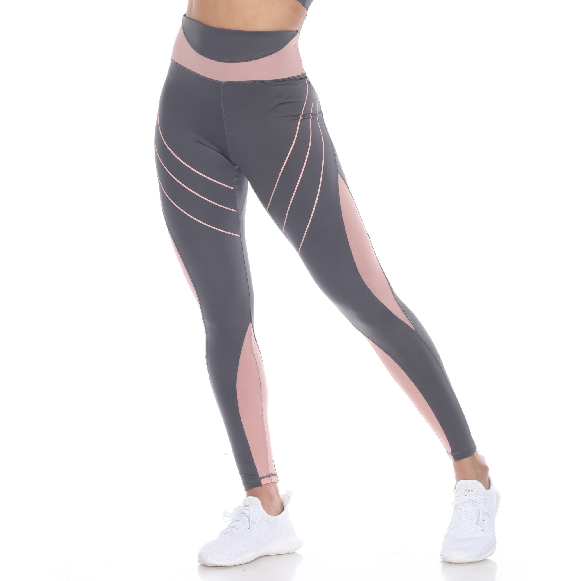 White Mark Women's High-Waist Reflective Piping Activewear Sports Leggings