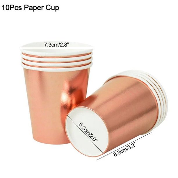 Juego de vajilla desechable para fiesta de oro rosa, plato y vaso de papel para niños y adultos, decoración para fiesta de cumpleaños, boda, despedida de soltera, Baby Shower