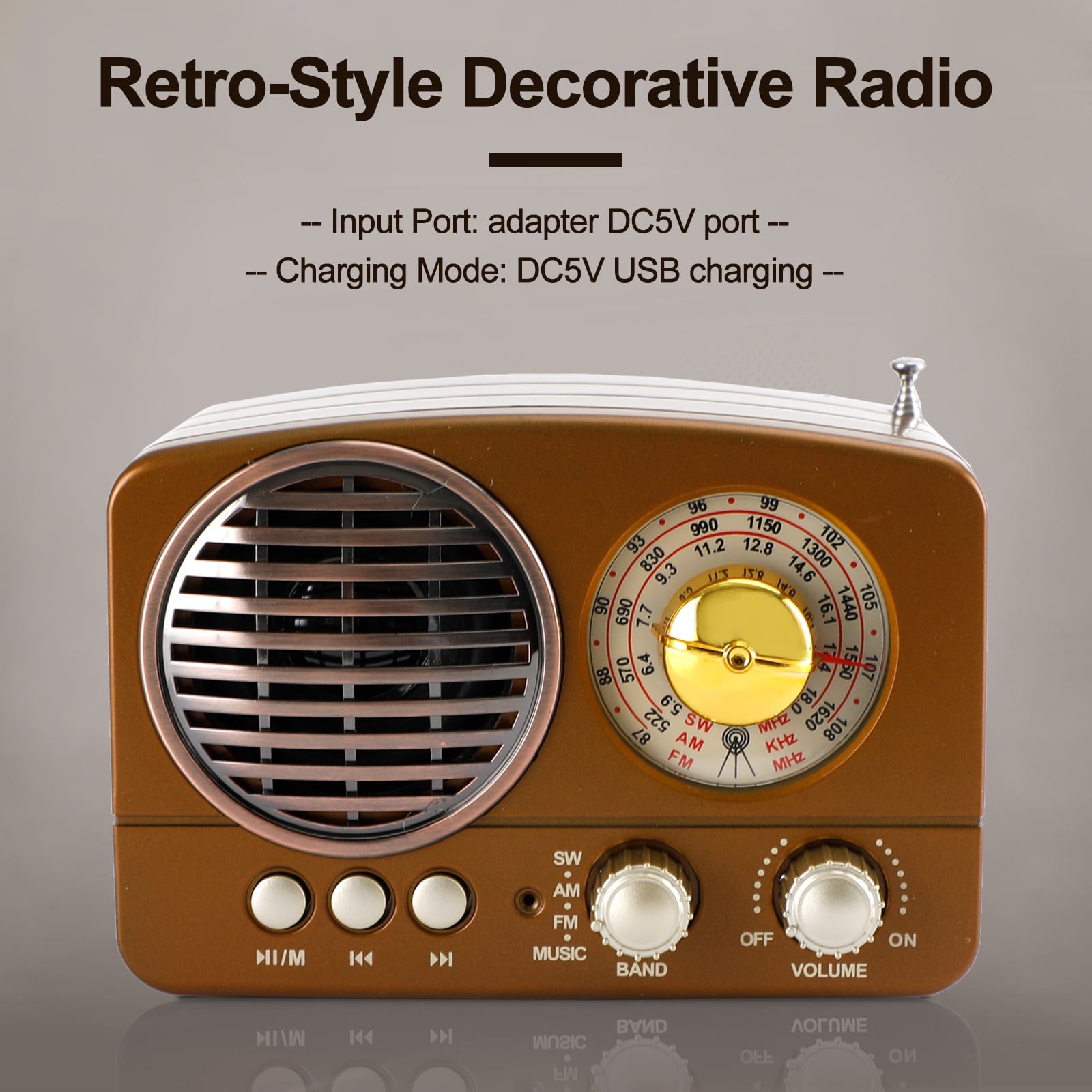 Vintage Radio Retro Bluetooth Speaker-FM Radio with Old fashioned Classic Style, Strong Bass Enhancement, Loud Volume