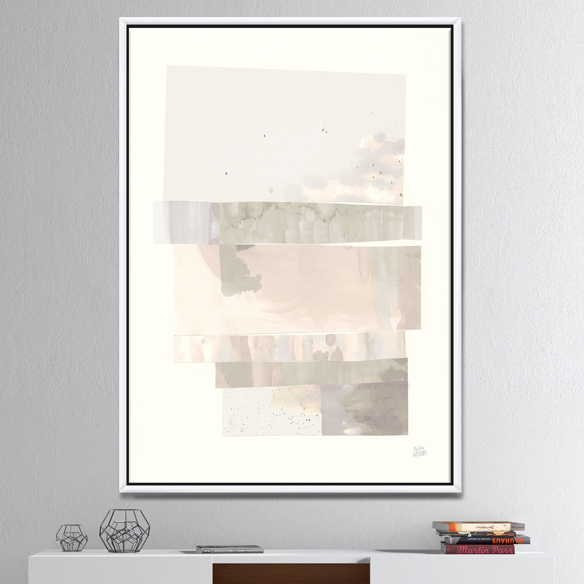 Designart ' Geometric Neutral Form I ' Shabby Chic Framed Canvas