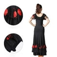thumbnail image 7 of Women Sequin Flower Embroidered Skirt Flamenco Ballroom Practice Dress Big Swing Skirts Dance Performance Skirt for Women Girls, 7 of 7