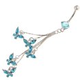 thumbnail image 4 of ziyahi Crystal Tassels Butterflies Belly Button Rings Body Piercing Jewelry Navel, 4 of 9