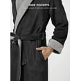 thumbnail image 3 of Men's Coral Fleece Robe Full Length Lounge Shawl Bathrobe with 2 Pockets, 3 of 7