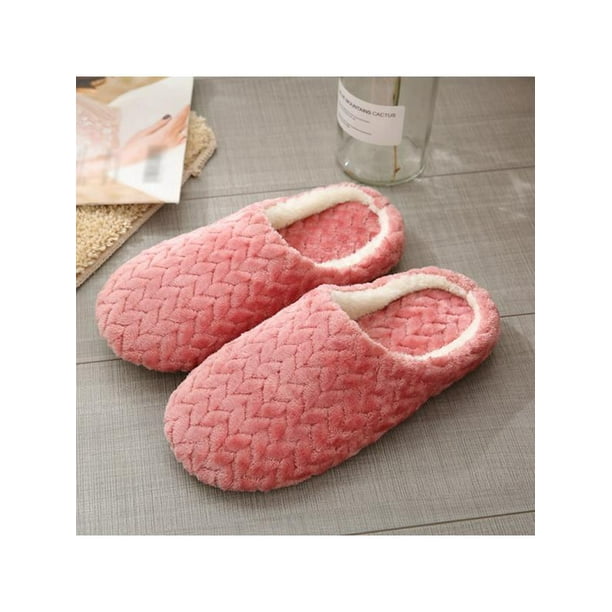 Ladies Slippers Slip On Womens Warm Bedroom Fleece House Winter Shoes ...
