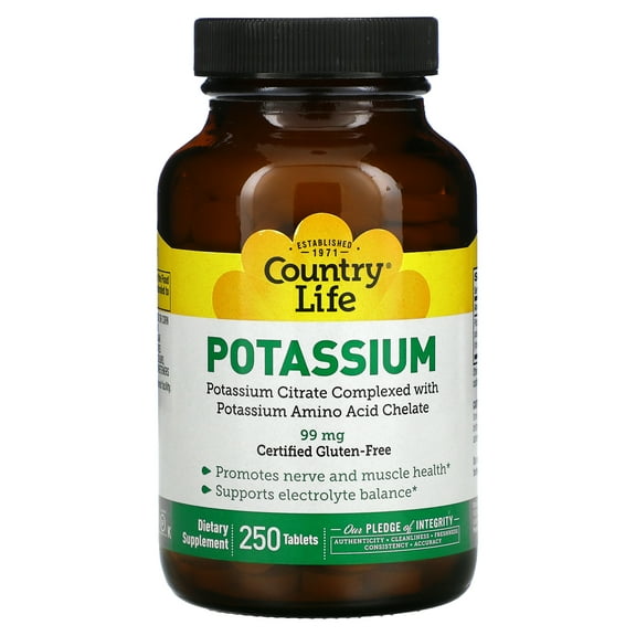 Country Life Potassium, 99 mg, 250 Tablets