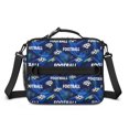 thumbnail image 2 of Football and Speedline Navy Pattern Bento School Insulated Lunch Bag Box with Shoulder Strap and Bottle Holder, 11" X 9.5" X 3.5", 2 of 5