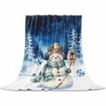 thumbnail image 2 of Cute Snowman Throw Flannel Blanket 40x50In Winter Snowflake Christmas Tree Snow Super Soft Cozy Bed Blanket, Lightweight Plush Fuzzy Bed Throw for Bedroom Sofa Couch Living Room, 2 of 4