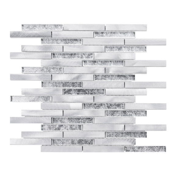 Modket TDH336AL Aluminum Metal Silver Foil Glass Brick Joint Mosaic Tile Kitchen Bath Backsplash