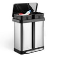 thumbnail image 2 of 16 Gallon Dual Trash Can, Two Compartment Trash Can, Trash Can with Recycling Bin Combo, Double Garbage Cans for Kitchen, 2 X 8 Gallons, Stainless Steel, 2 of 9