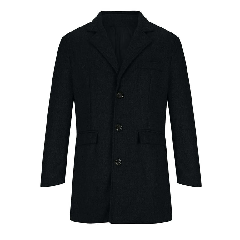 YZHM Men's Slim Wool Trench Coat, Long Casual Jacket, Single YZHM Men's Slim Wool Trench Coat, Long Casual Jacket, Single
