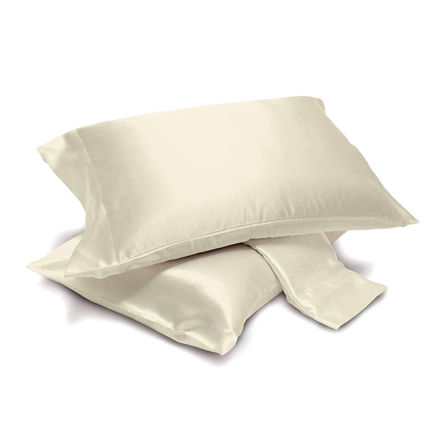 Satin Pillowcases Pair with Envelope Closure (King, Beige)