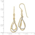 thumbnail image 2 of Beautiful 14K Two-tone Diamond Cut Tear Drop Shepherd Hook Earrings, 2 of 2