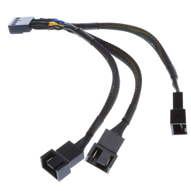 Ventilador de 3 X 4 piezas Cable de Alimentación Divisor en Y de 15 Funda Negra para Ventilador shamjiam Cable del divisor del ventilador