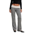 thumbnail image 2 of VV AVEORS Fold Over Pants Women Y2K Low Rise Bell Bottoms Yoga Pants Summer Beach Wide Leg Foldover Pants Casual Lounge Flare Leggings Black S, 2 of 6