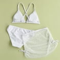 thumbnail image 5 of Gubotare Swim Suit Girls Girls Swimsuit Bathing Suit Solid Color Twist Cross Tropical Floral 3 Piece Girls' Swimwear Bikini with Cover UpSize 14-16 (White,14-16 Years), 5 of 7