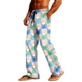 thumbnail image 6 of LIaqionyy Valentine's Day for Men's Pajamas Pants Casual Plaid Loose Lightweight Lounge Sleepwear with Pockets, 6 of 7