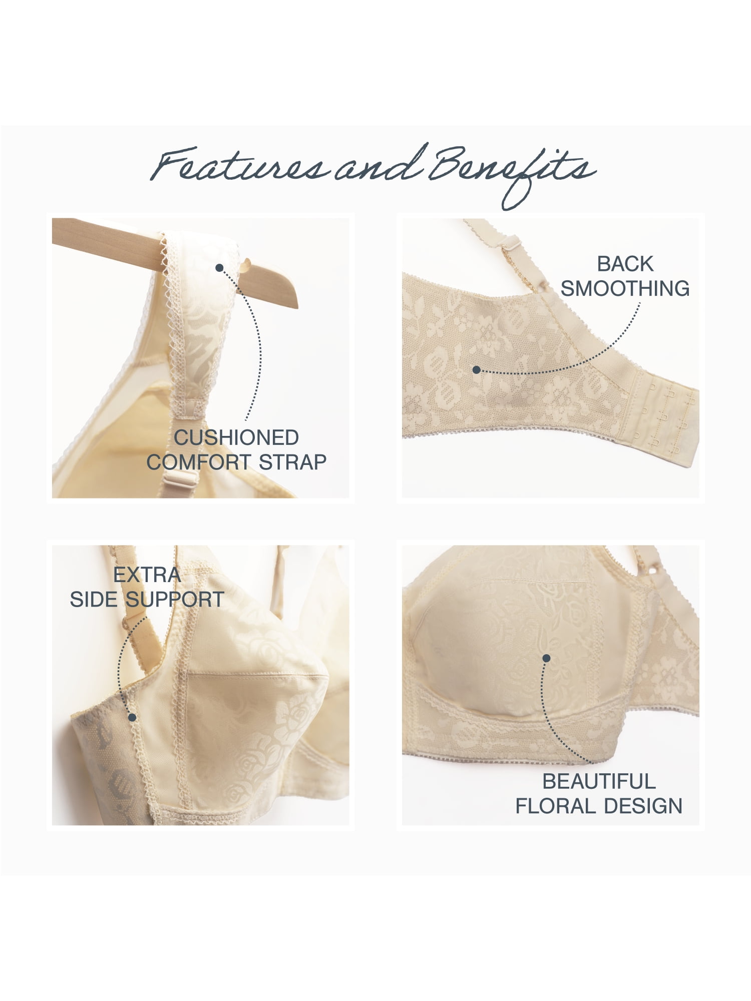 Playtex 18 Hour Women's Full Figure Full Coverage Original Comfort Strap Wirefree Jacquard Bra - Style 4693
