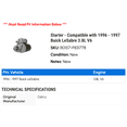 thumbnail image 2 of Starter - Compatible with 1996 - 1997 Buick LeSabre 3.8L V6, 2 of 2