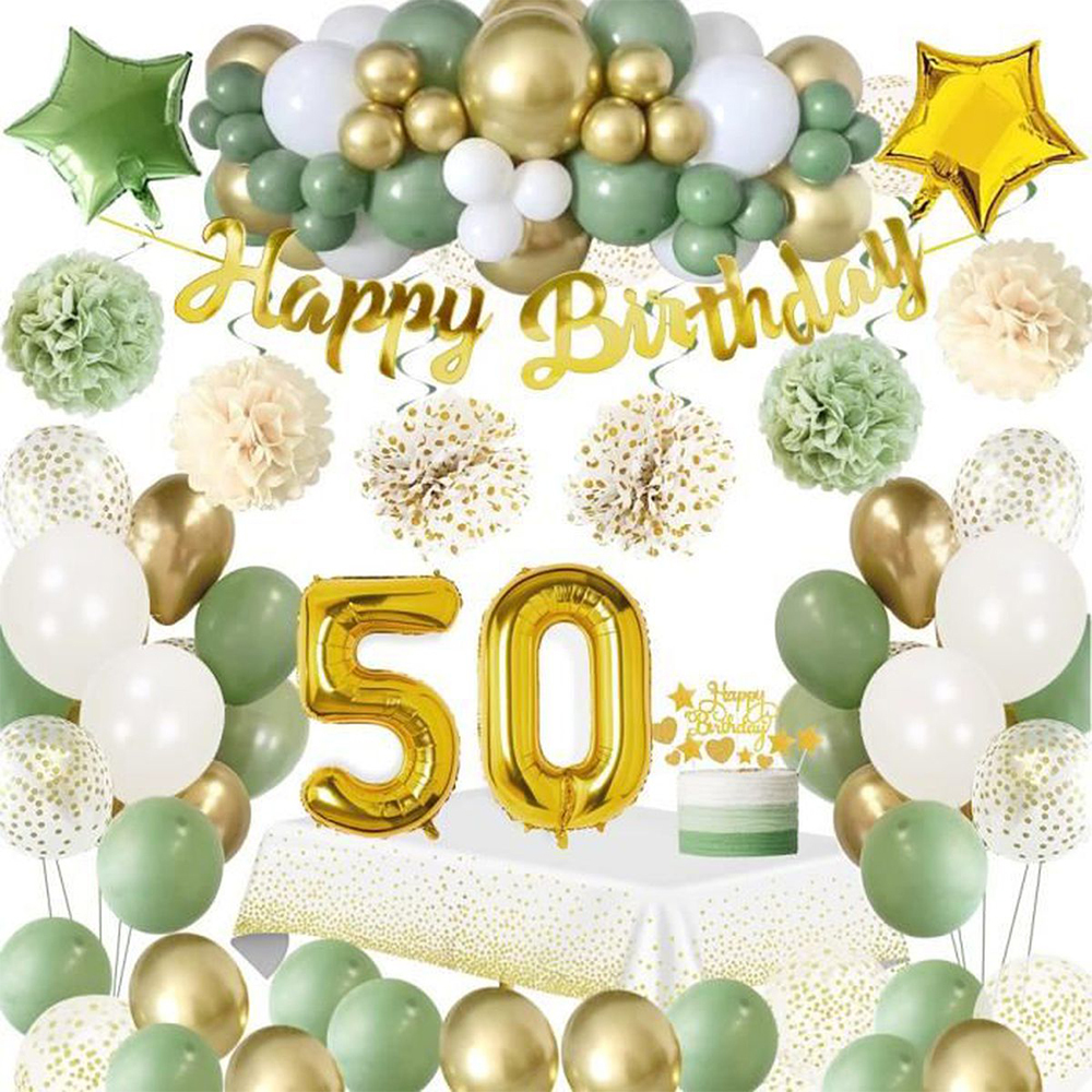 50th Birthday Decorations for Women Man, Sage Green 50th Birthday Party