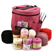 Gaiseeis Oxford Cloth Bag Lightweight Portable Yarn Crochet Thread Storage Organizer Tote Hot Pink