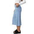 thumbnail image 4 of Women's Fold Over Capri Pants Y2K Low Rise Wide Leg Flowy Gaucho Pants Summer Plaid Going Out Yoga Capris Blue XL, 4 of 7