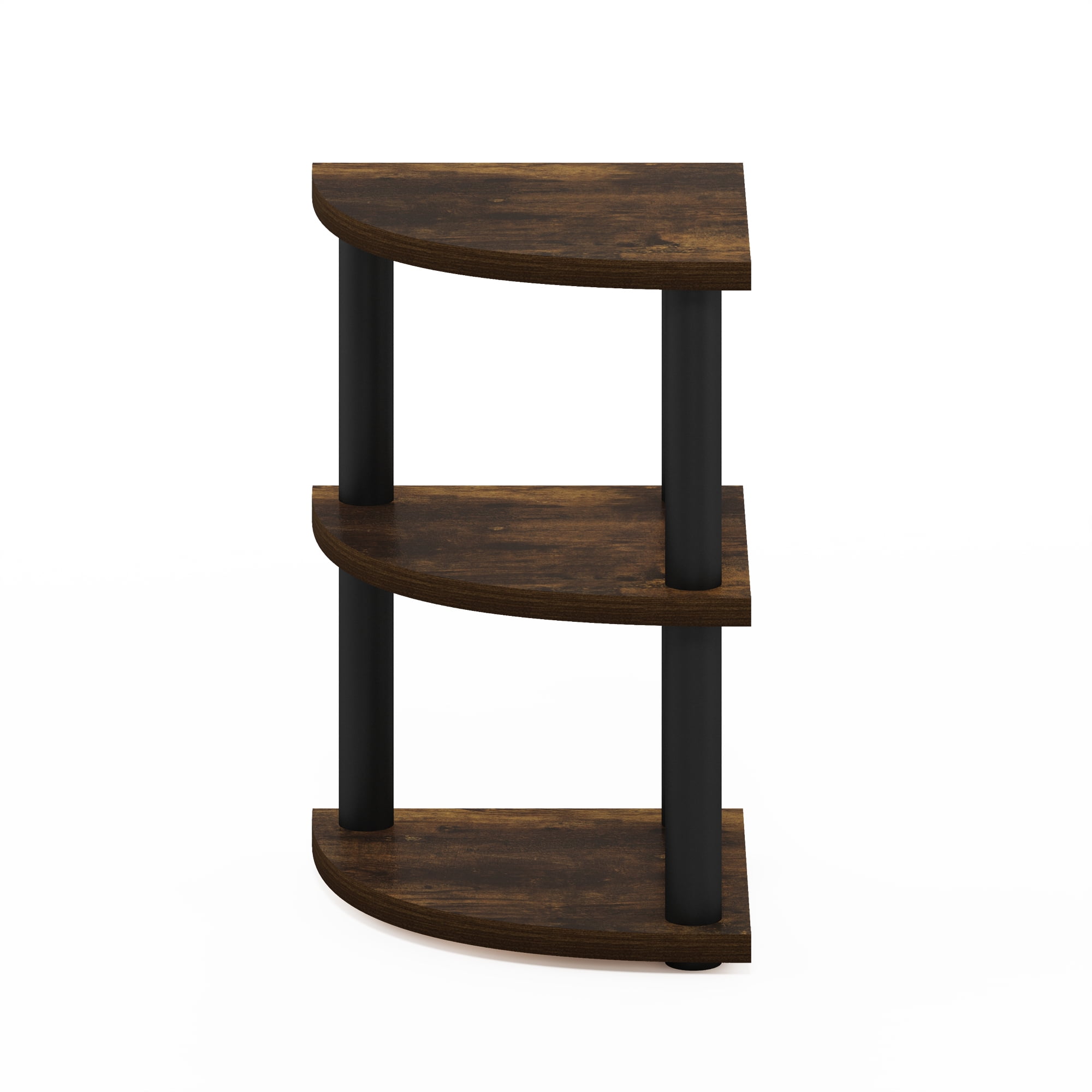 Furinno TURN-N-TUBE 3-Tier Corner Countertop Organizer Shelf in Amber Pine/Black