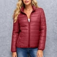 thumbnail image 2 of Sexlip Women's Puffer Jackets Quilted Packable Puffy Coats Lightweight Winter Warm Zip Up Down Jacket Stand Collar Red S, 2 of 6