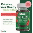 thumbnail image 3 of YUM-V's Biotin Gummies for Hair Skin & Nails in Luscious Raspberry Flavor, 5000mcg in 2 Gummies at 2500mcg Each, 60 Count, 3 of 8