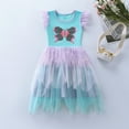 thumbnail image 2 of AUNVITO Girls Summer Sleeveless Dress Flutter Sleeves Snowflake Sequins Embroidery Round Neck Tulle Fairy Tale Party, 2 of 8
