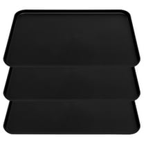 AURARMLET Black Food Serving Trays Set of 3 Plastic Snack and Appetizer Plates for Parties and Kitchen