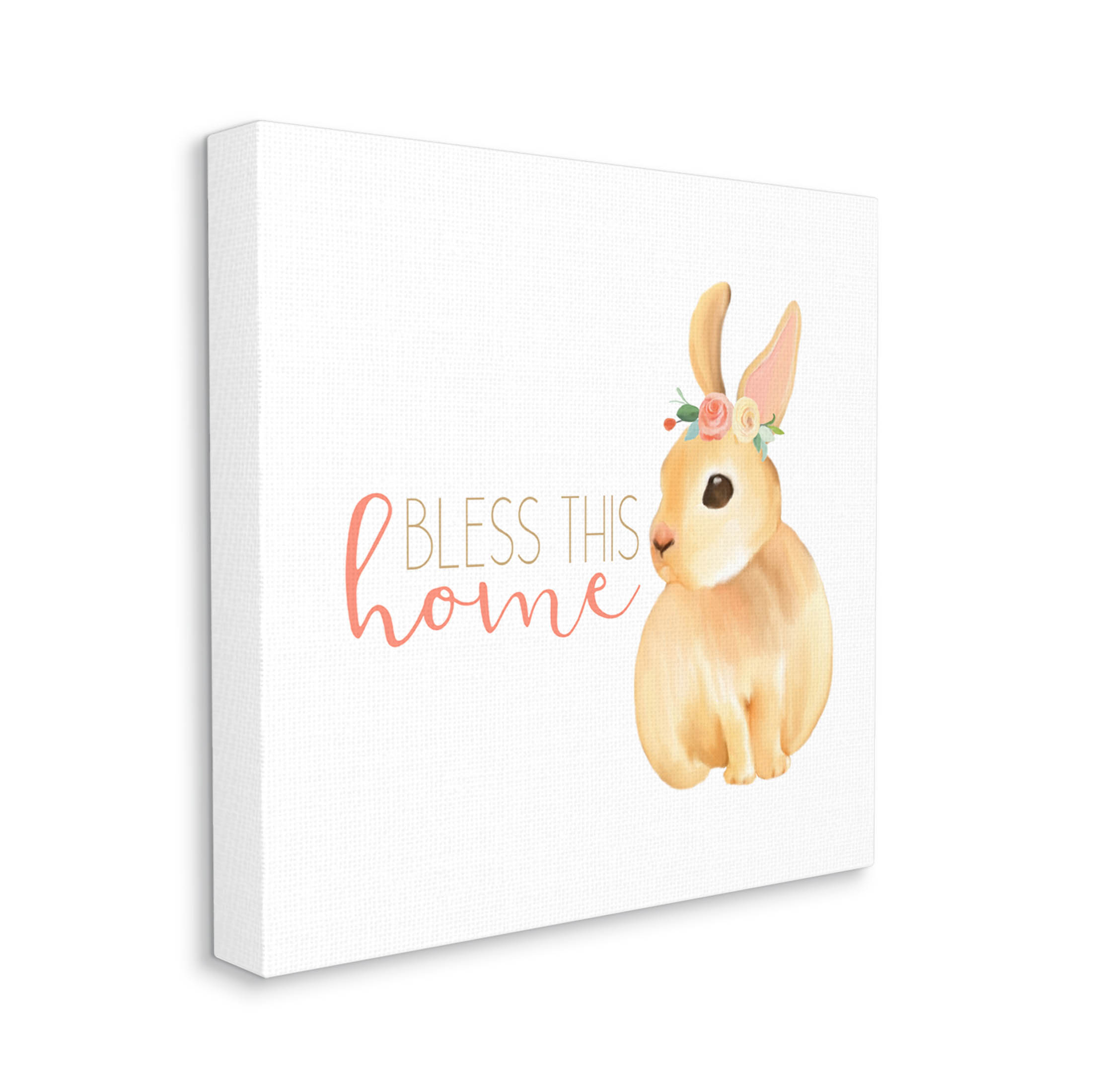 Stupell Industries Bless This Home Bunny Graphic Art Gallery Wrapped Canvas Print Wall Art, Design by Kim Allen