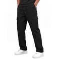 thumbnail image 3 of Nestiefly Mens Cargo Pants Relaxed Fit Chino Elastic Waist Multi Pocket Hiking Work Trousers Black S, 3 of 7