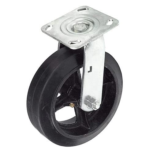 Global Industrial Heavy Duty Swivel Plate Caster 8"" Mold-On Rubber Wheel 600 Lb