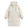 thumbnail image 2 of lnmuld Kids Down Jacket Girls Long Down Coat Warm Winter Jacket with Fill for Kids and Youth Insulated Outerwear for Cold Weather Solid Color Size:13-14 Years, 2 of 7