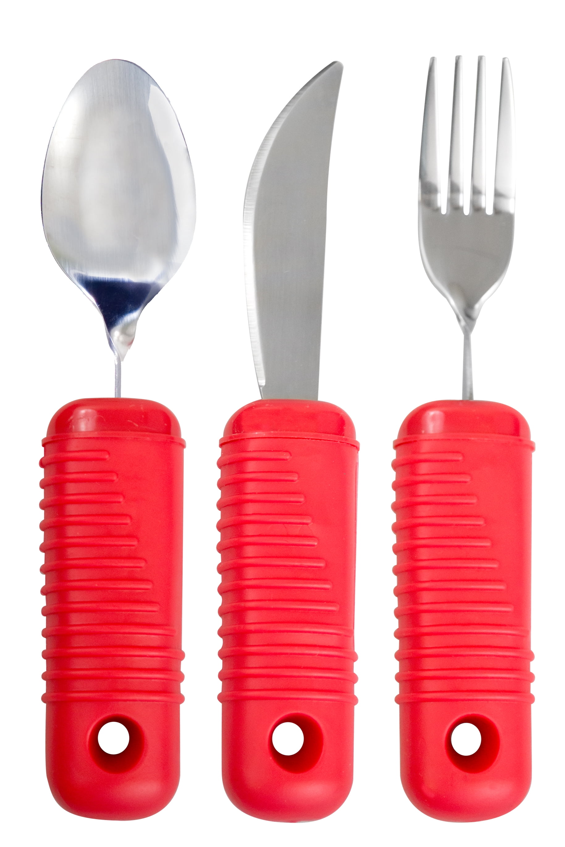 Essential Medical Supply Power of Red Complete Adaptive Dinnerware Setting for with Plate, Bowl, Cup, and Utensil Set
