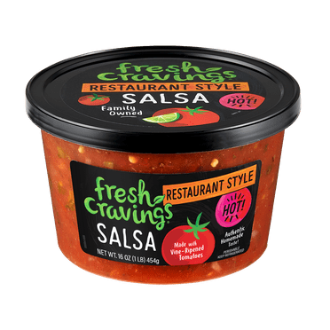 Fresh Cravings Restaurant Style Hot Salsa, 16 oz., Recyclable Plastic Tub, Gluten-Free, Refrigerated