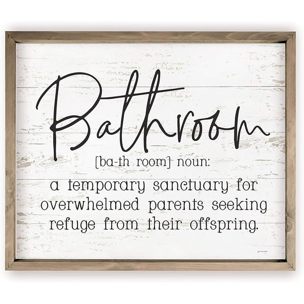 Bathroom A Temporary Sanctuary Rustic Wood Wall Sign 12x15 (Frame ...