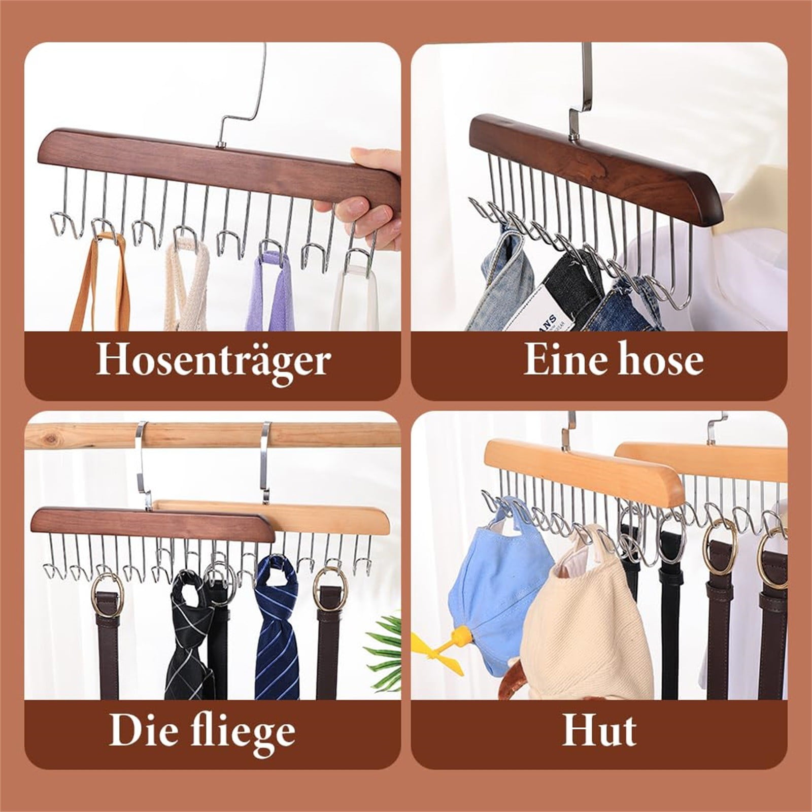 Door Towel Rack 2Pcs Anti Slip Multi Hook Coat Racks Bra Hangers For Closet Organizer With 8 Hooks 360 °Swivel Belt Hanger For Closet For Belt Tie Tank Top Bra Scarf