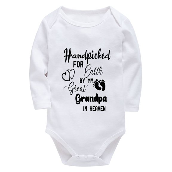 Handpicked for Earth By My Great Grandpa in Heaven Baby Neutral Onesie Long Sleeve Summer Baby Romper White 0-3 Months Baby