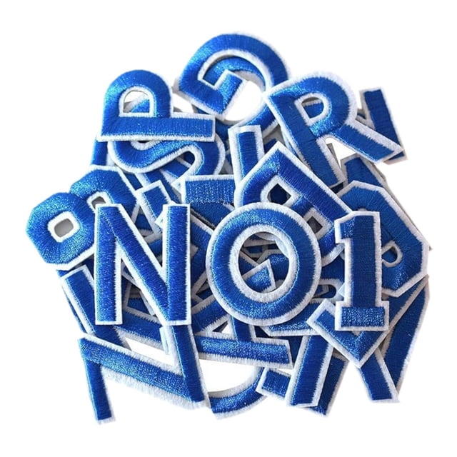 Parches bordados BLESIY letras y números Azul