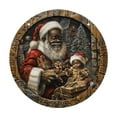 thumbnail image 2 of pathside 2 Pcs Black Santa Christmas Decorations, Black Face Santa Wooden Christmas Tree Ornaments, Claus Farmhouse Christmas Ornament Xmas Round Decorative Hanging Ornaments, 11.8in Diameter, 2 of 6