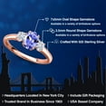 thumbnail image 2 of Gem Stone King 18K Rose Gold Plated Silver Blue Tanzanite and White Moissanite Engagement Ring for Women | 1.07 Cttw | Oval 7X5MM | Gemstone December Birthstone | Size 8, 2 of 7