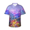 thumbnail image 2 of Goofa Colorful Purple Cosmos Flower Hawaiian Shirt for Men, Unisex Summer Beach Casual Short Sleeve Button Down Shirts,Aloha Tropical Floral print shirt-X-Large, 2 of 9